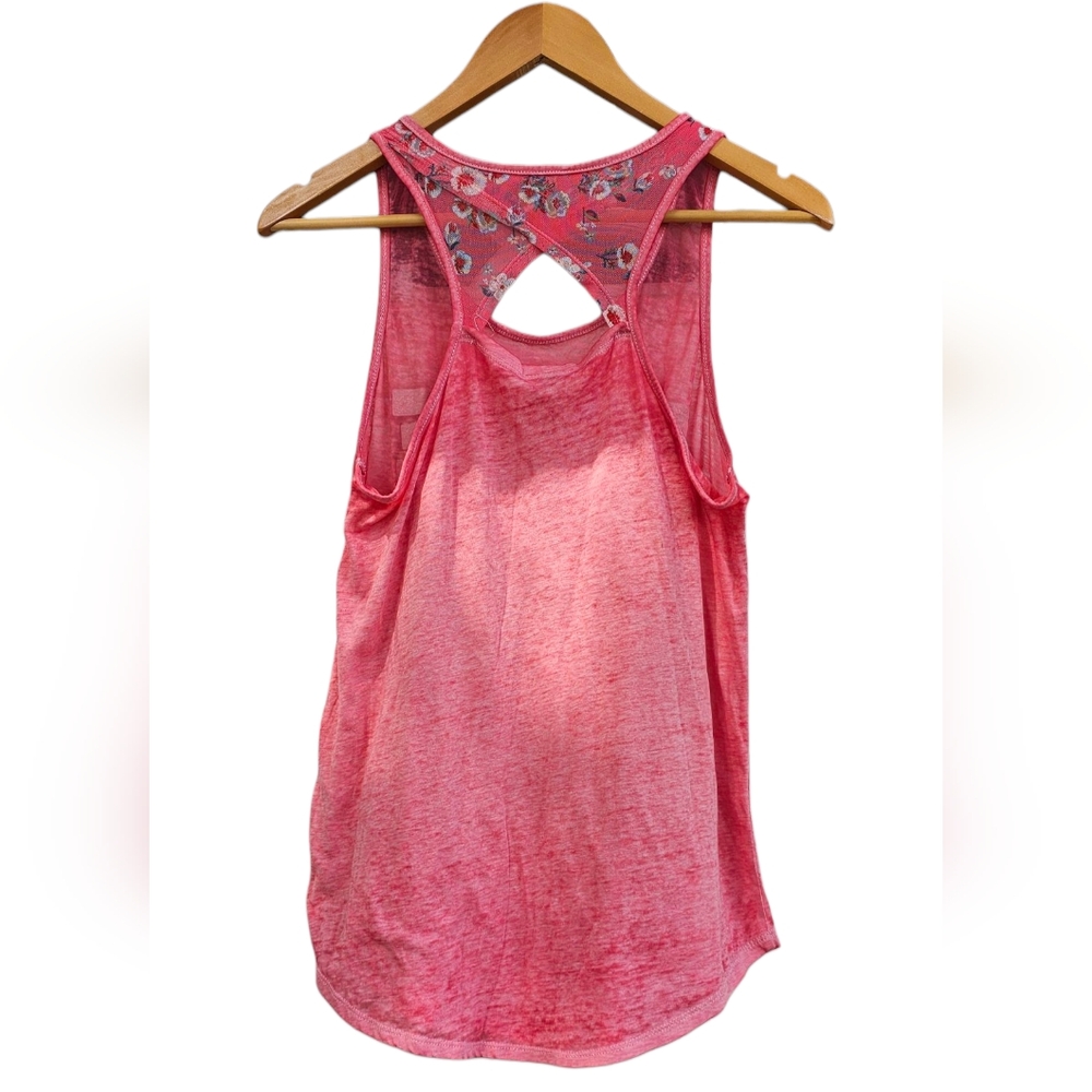 Bobbie Brooks - Pink Tank Top with 'LOVE' Graphic Semi Sheer Floral - Picture 2 of 8